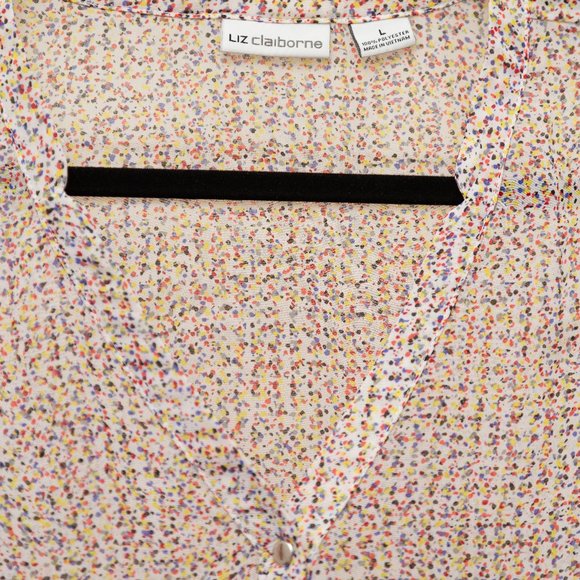 Liz Claiborne Long Sleeve Speckled Sheer Blouse - Picture 3 of 5